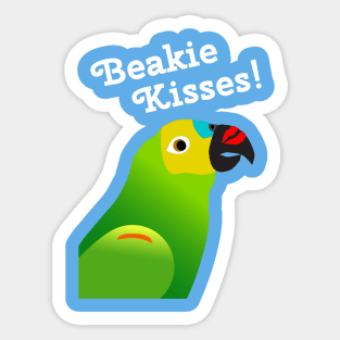 Beakie Kisses Blue Front Amazon Parrot Cute Sticker